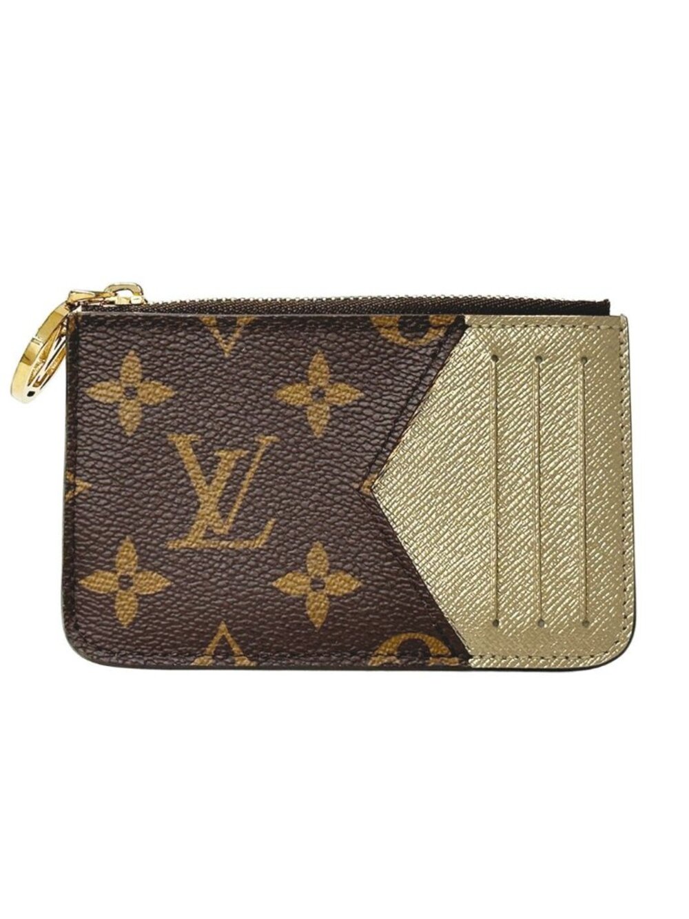 Louis Vuitton Card Case Monogram Romy Brown Gold Compact Fixed Era Holder